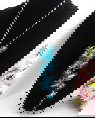 Colier statement handmade unicat - PET-uri (plastic) reciclate - flori (cod1178)