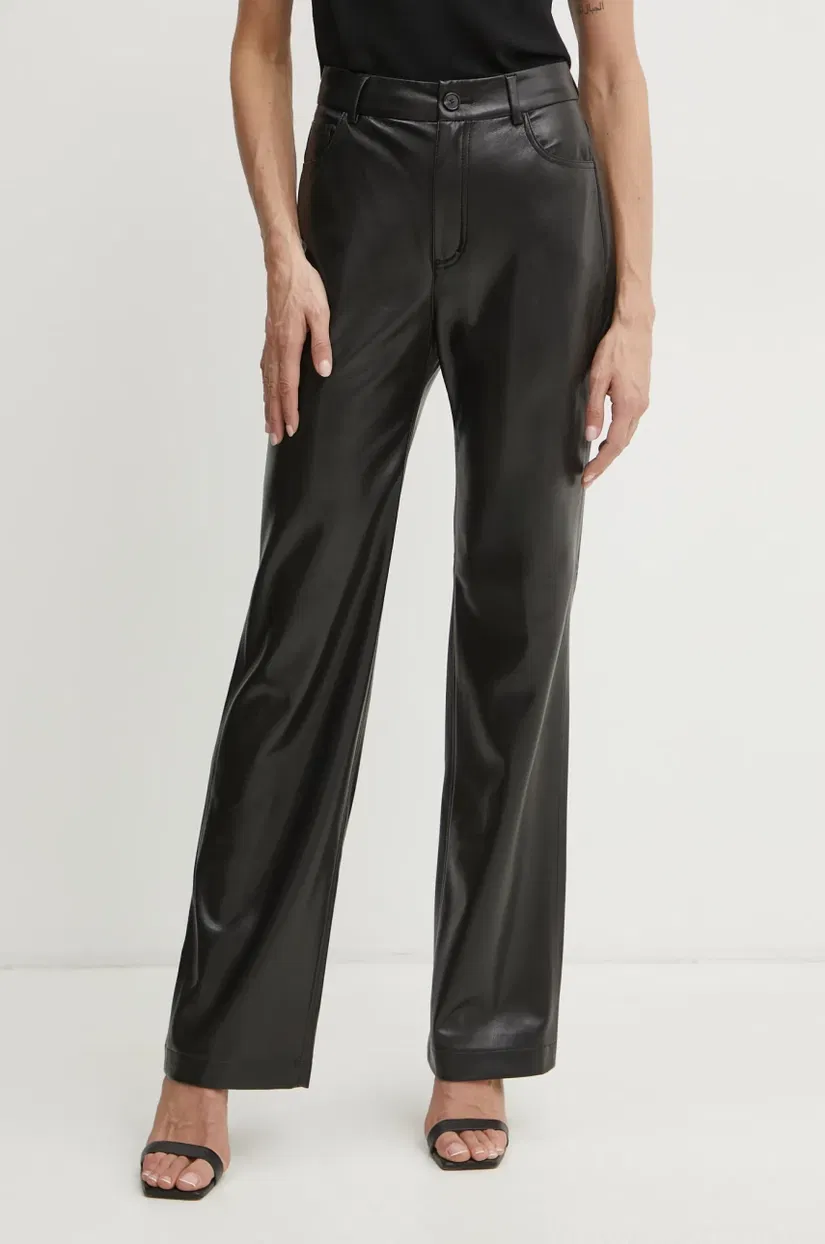 BOSS pantaloni femei, culoarea negru, lat, high waist, 50534543