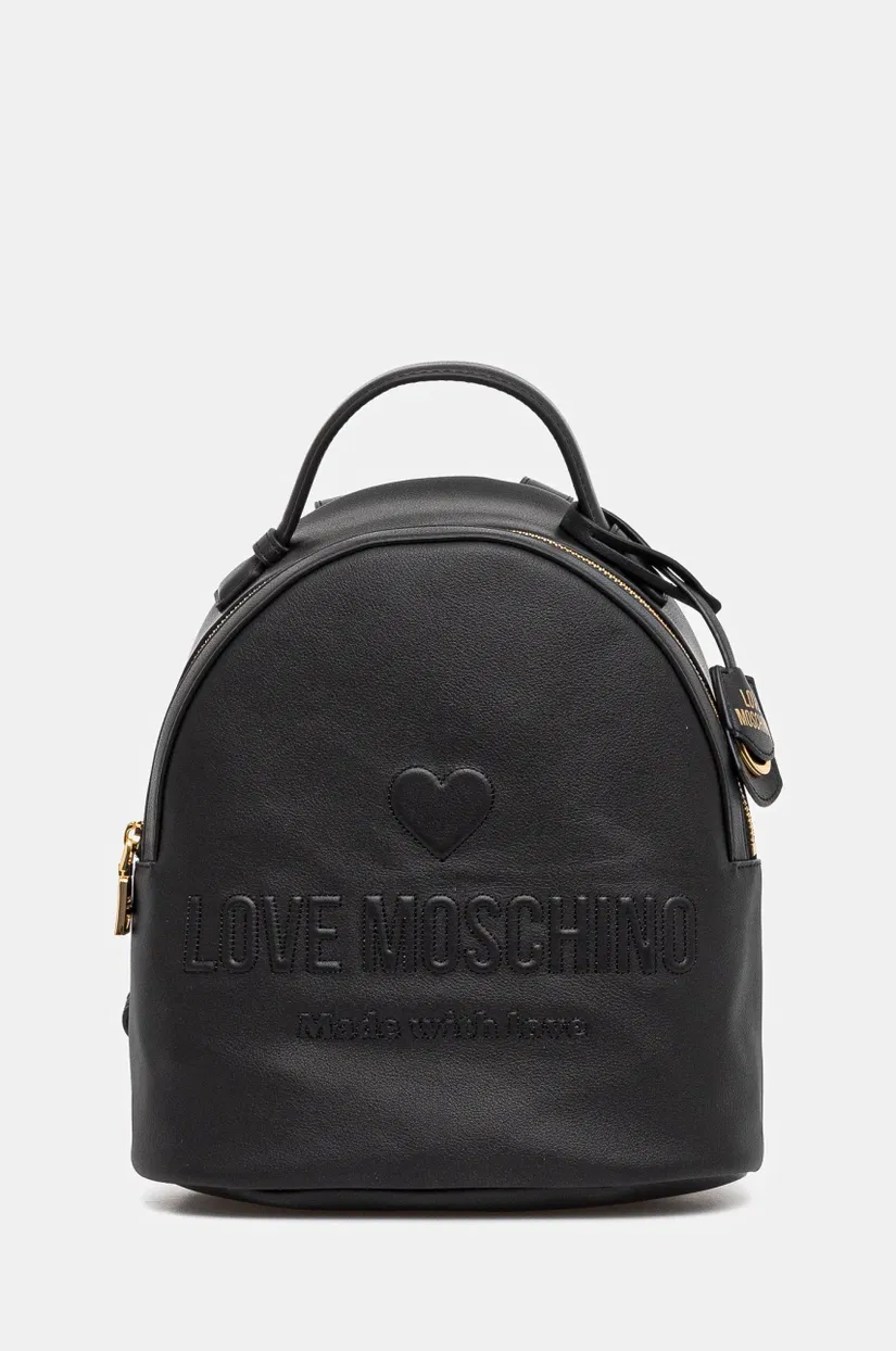 Love Moschino ghiozdan de piele femei, culoarea negru, mic, cu imprimeu, JC4116PP1