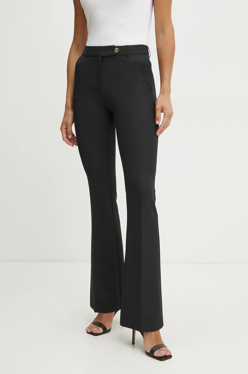 Fracomina pantaloni femei, culoarea negru, evazați, medium waist, FR25SVA004W42901