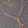 Colier argint opal de foc etiopian roz lant vermeil charm argint inima2 tonuri minimalist boho chic romantic trendy - Transport gratuit