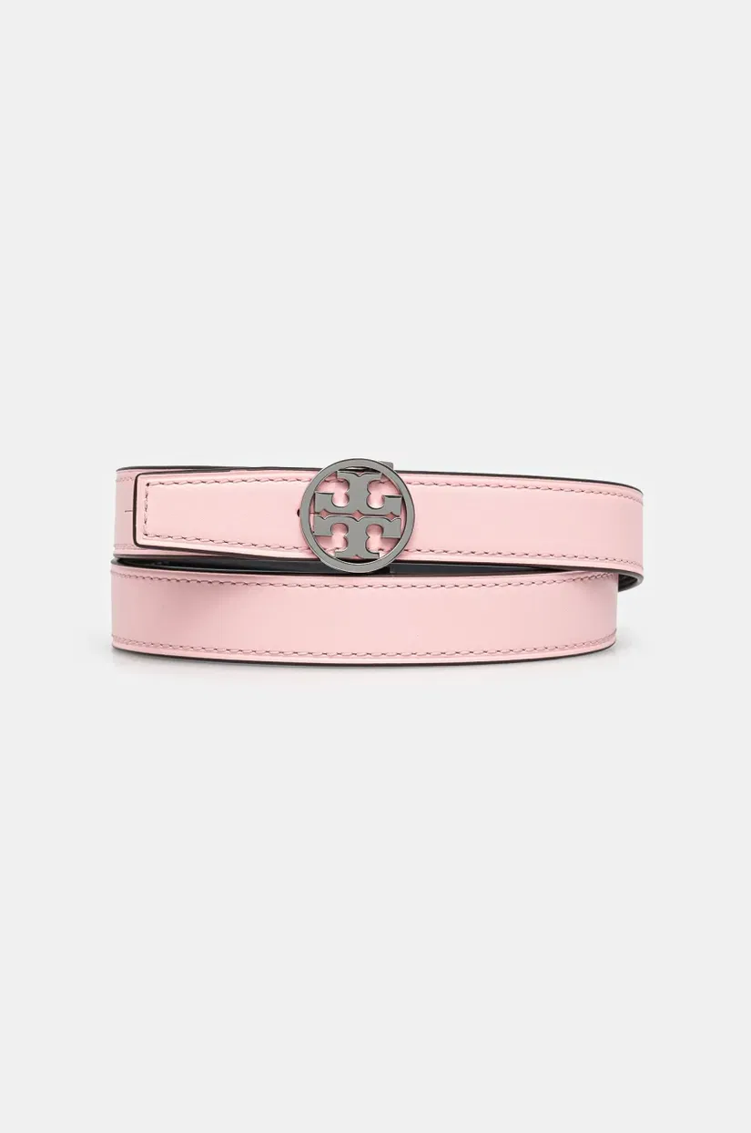 Tory Burch curea de piele cu două fețe Miller Smooth Reversible femei, culoarea roz, 159072-650