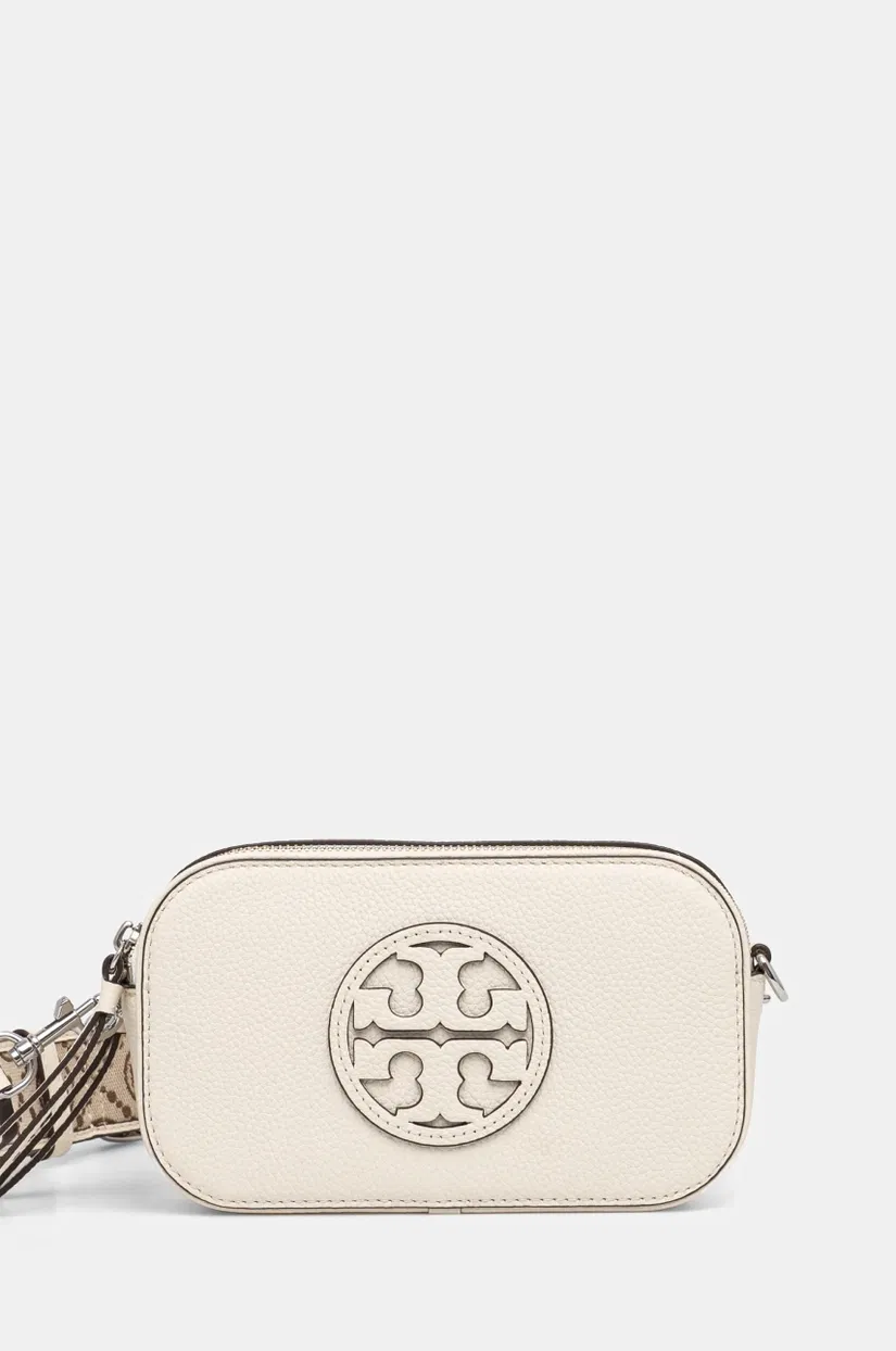 Tory Burch geantă de piele Miller Mini Crossbody culoarea bej, 171955-104