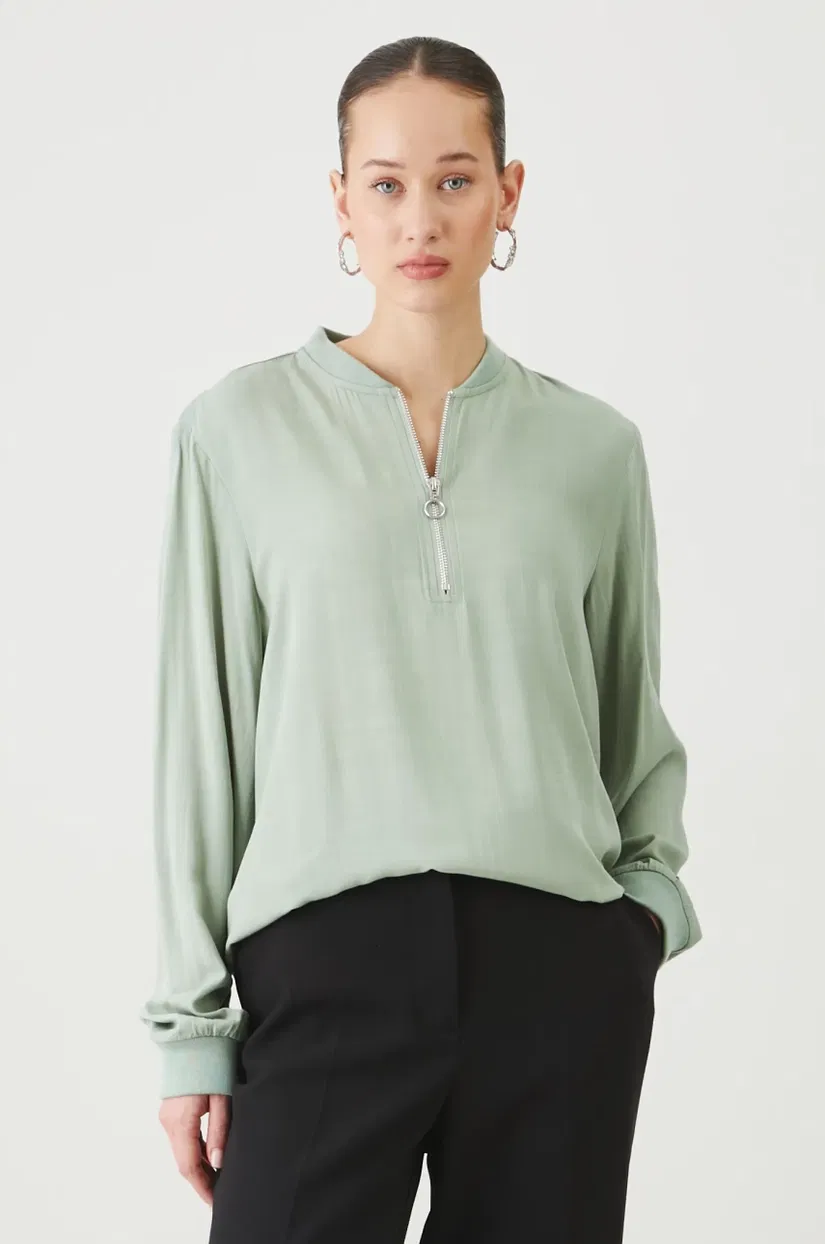 Medicine bluza femei, culoarea verde, neted