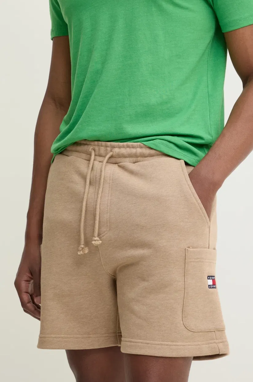 Tommy Jeans pantaloni scurti din bumbac culoarea verde