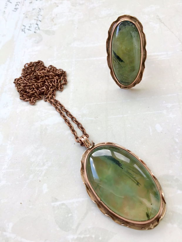 Set vintage Prehnit & cupru