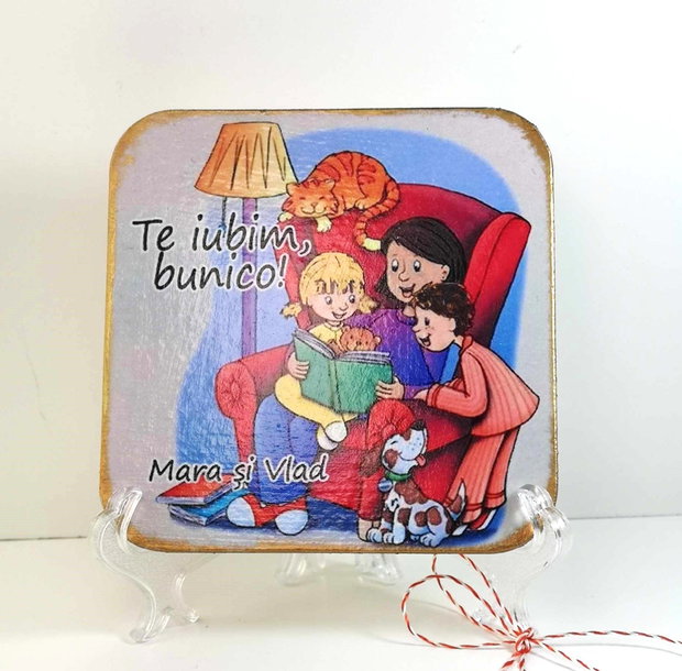 Felicitare din lemn personalizata pentru bunica - cadou 1-8 martie