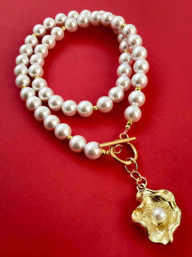Colier CHOKER perle de Mallorca albe