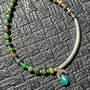 Bratara argint opal de foc etiopian verde charm argint semiluna asimetrica boho chic trendy - Transport gratuit