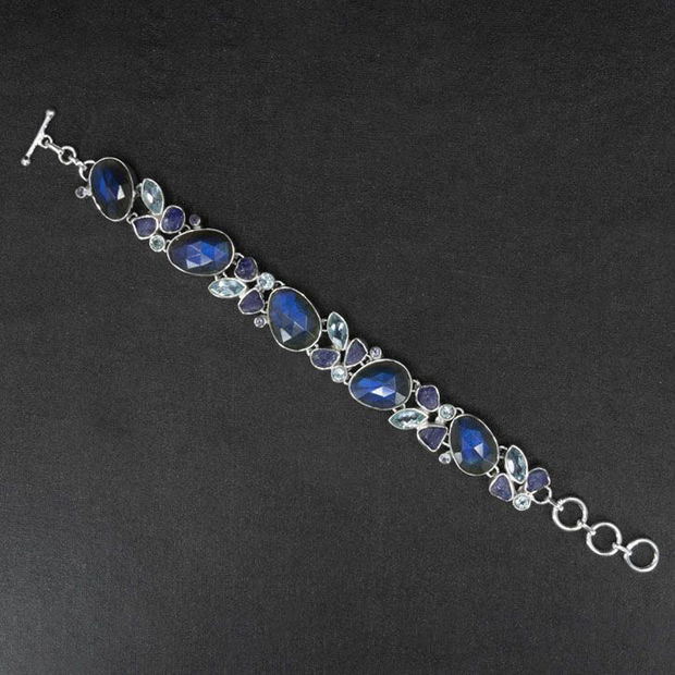 Brățară Argint 925 cu Labradorit, Tanzanit și Topaz bleu