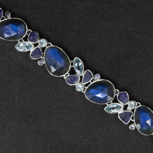 Brățară Argint 925 cu Labradorit, Tanzanit și Topaz bleu