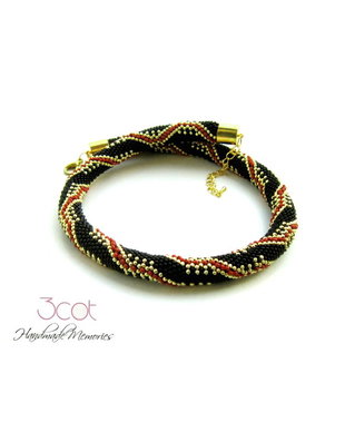 Colier handmade, crosetat cu margele de nisip - Classic Style