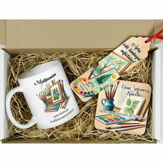 Set cadou personalizat profesor desen