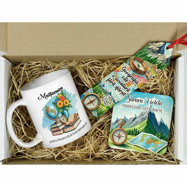 Set cadou prsonalizat profesr geografie