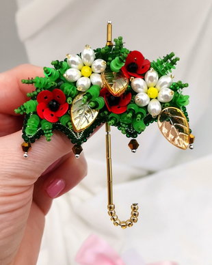 Broșă umbelă - Emerald Delight