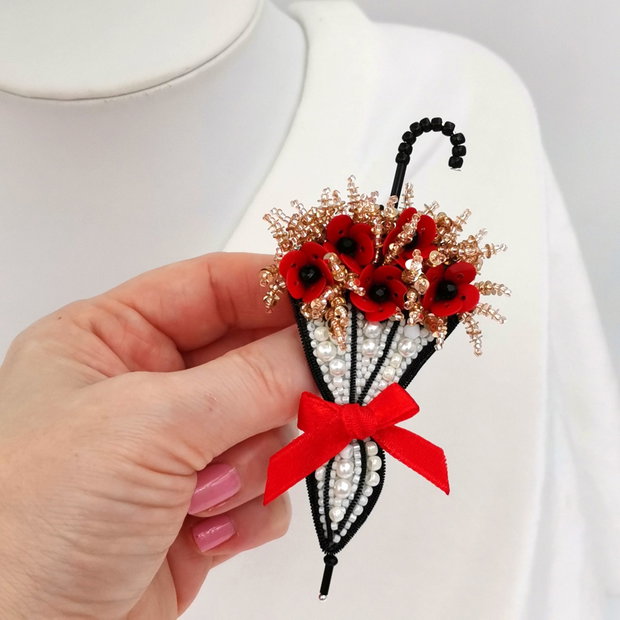 Broșa umbrela - Poppy Charm