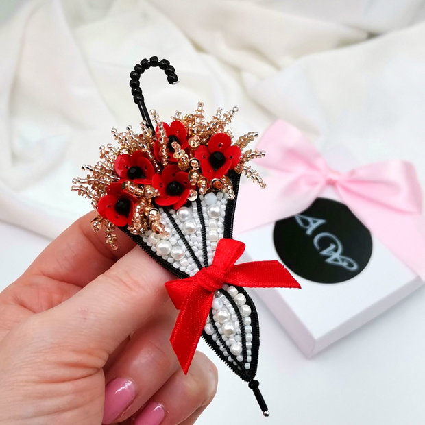 Broșa umbrela - Poppy Charm