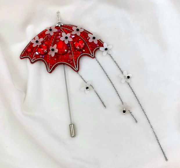 Broșă umbrelă - broșă ac - Crimson Blossom