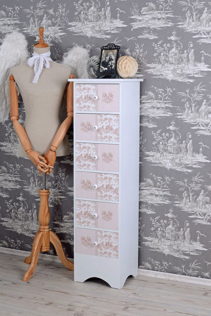 Comoda shabby chic cu sase sertare