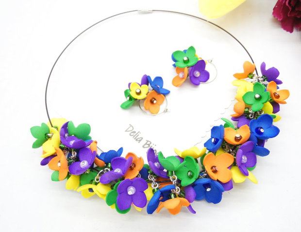 Set Bijuterii Handmade Flori de Poveste (cod1181)