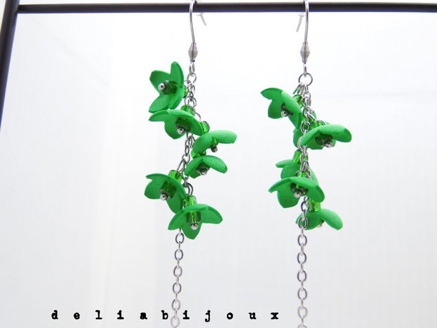 Cercei Handmade unicat cu flori (cod1182)