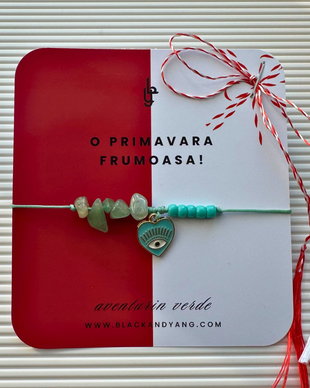 Bratara martisor cu aventurin verde si evil eye