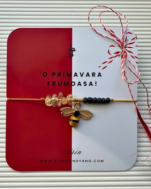 Bratara martisor cu citrin si pandantiv albina