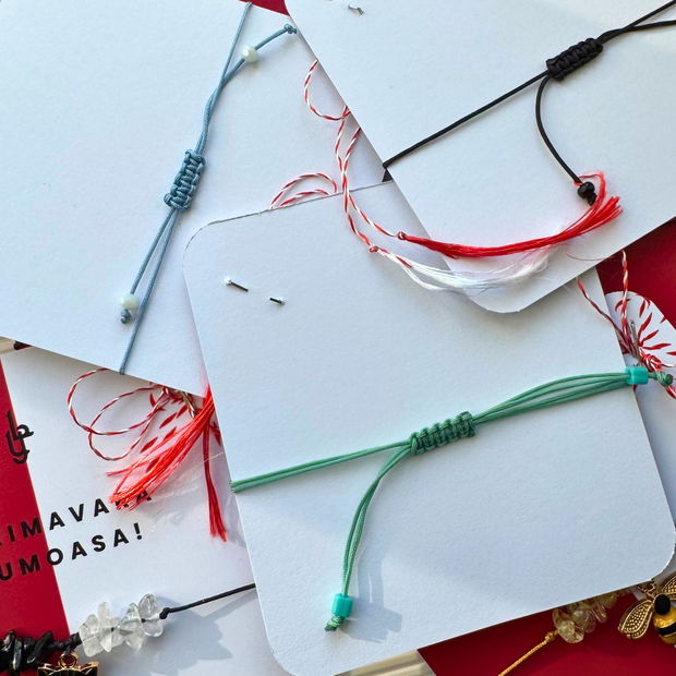 Bratara martisor cu cuart transparent - evil eye