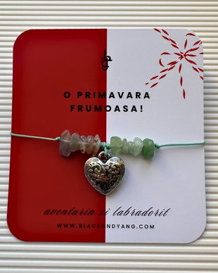 Bratara martisor cu aventurin si labradorit - inima