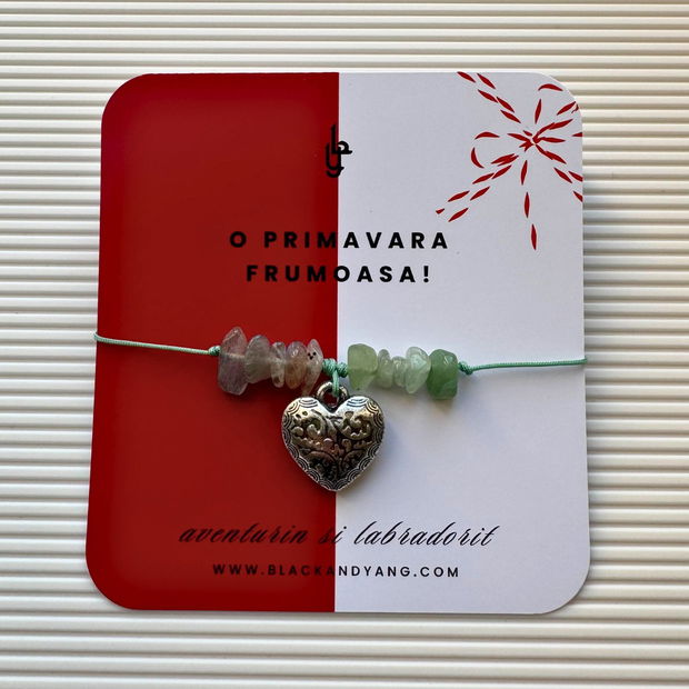 Bratara martisor cu aventurin si labradorit - inima
