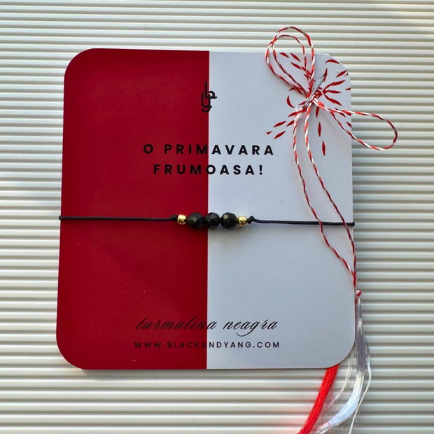 Bratara martisor cu turmalina neagra - auriu