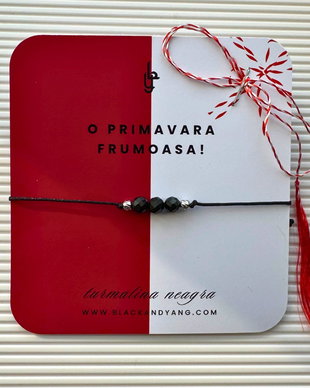Bratara martisor cu turmalina neagra - argintiu