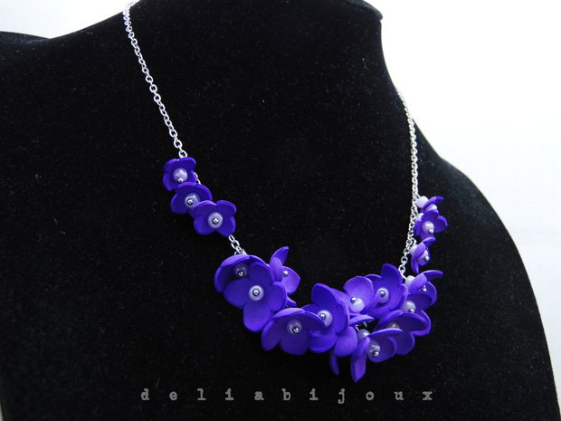 Colier handmade statement unicat -floral - foamiran (cod1184)