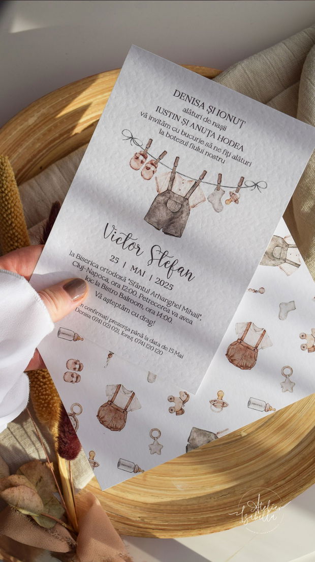 Invitație Botez Boho Baby boy