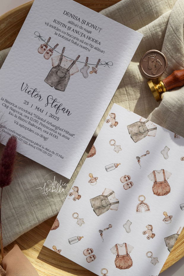 Invitație Botez Boho Baby boy