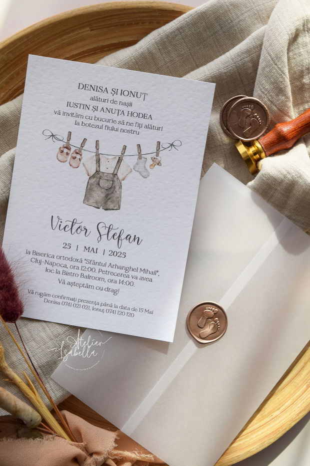 Invitație Botez Boho Baby boy
