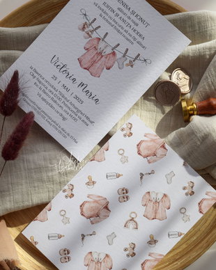 Invitație botez Boho Baby girl