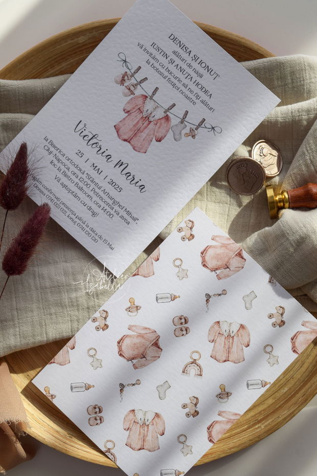 Invitație botez Boho Baby girl
