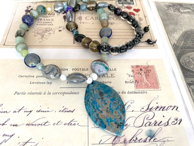 Colier din margele Murano " Abstract blue "