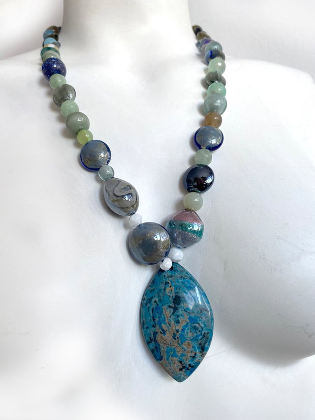 Colier din margele Murano " Abstract blue "