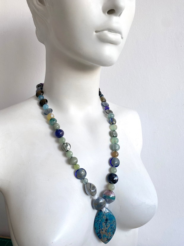 Colier din margele Murano " Abstract blue "