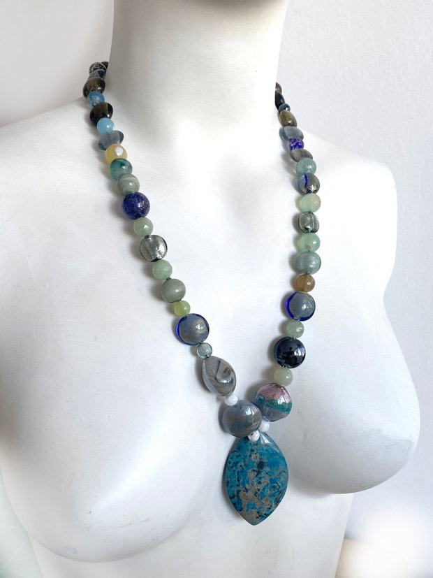 Colier din margele Murano " Abstract blue "