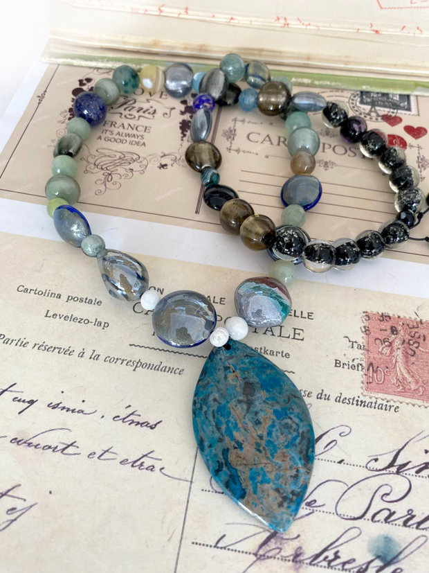 Colier din margele Murano " Abstract blue "