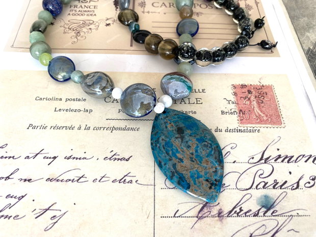 Colier din margele Murano " Abstract blue "