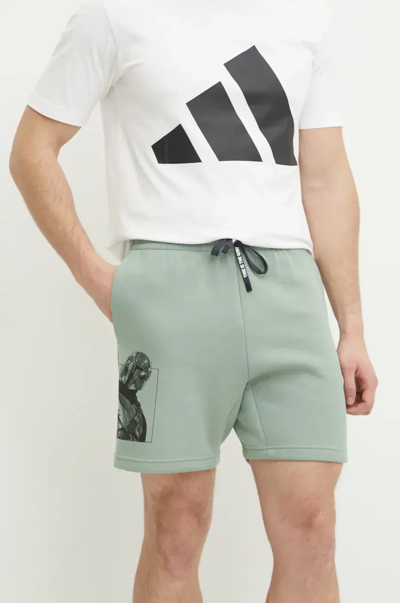 adidas pantaloni scurti x Mandalorian barbati, culoarea verde, JI5722