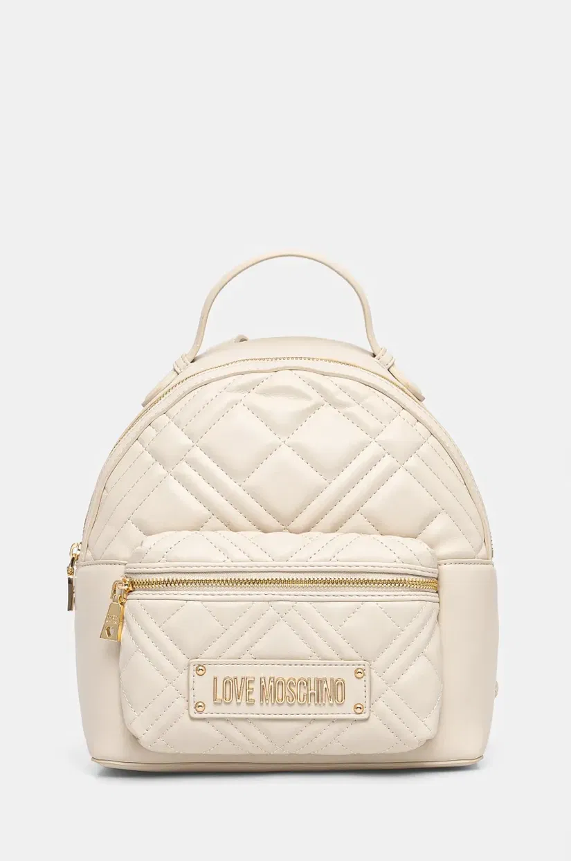 Love Moschino rucsac femei, culoarea bej, mic, cu imprimeu, JC4148PP1