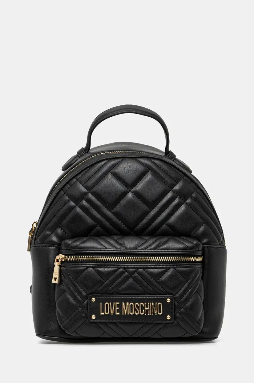 Love Moschino rucsac femei, culoarea negru, mic, cu imprimeu, JC4148PP1