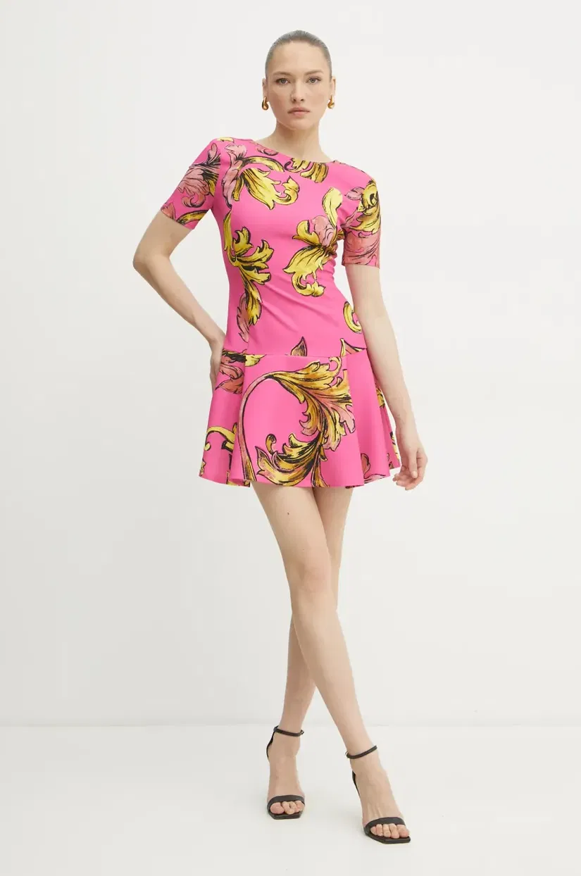 Versace Jeans Couture rochie culoarea roz, mini, evazati, 78HAO908 NS636