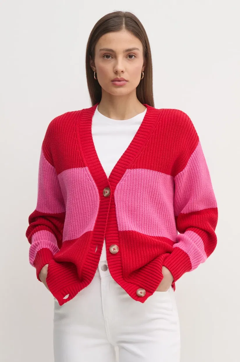 Pepe Jeans cardigan din bumbac PALOMA femei, culoarea rosu, PL702271