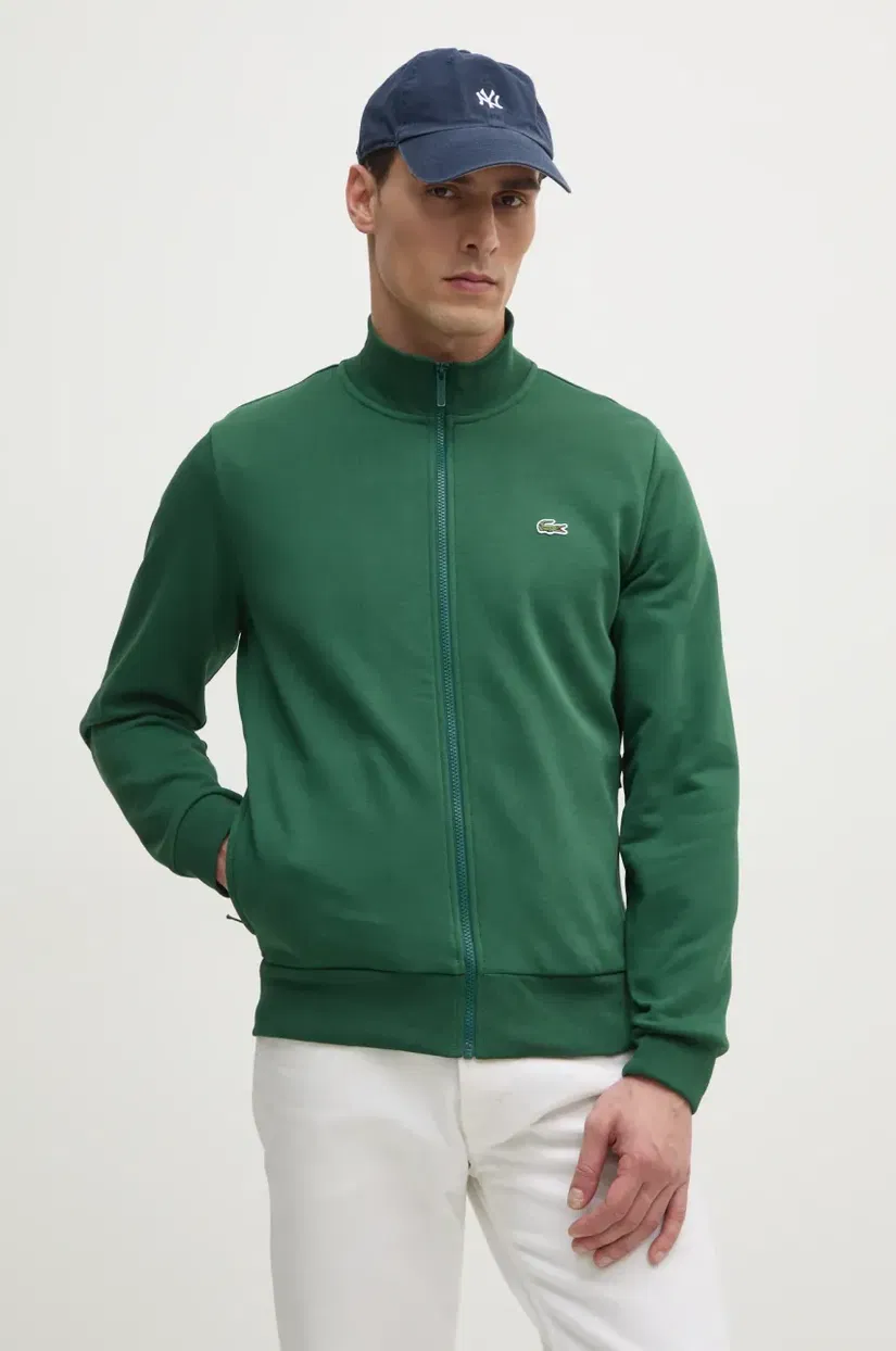 Lacoste bluza barbati, culoarea verde, neted